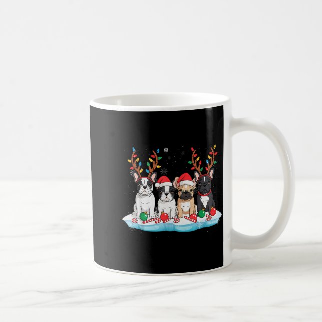 Mug Four French Bulldog Dogs Christmas Light Reindeer  (Droite)