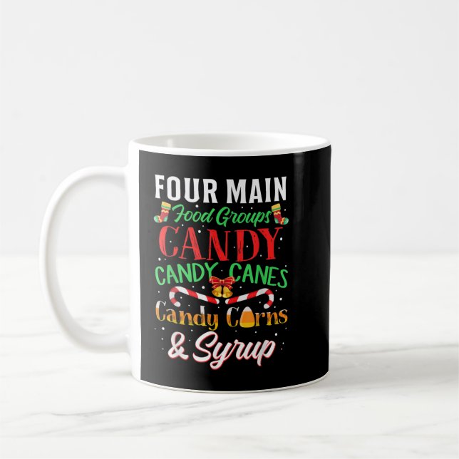 Mug Four Main Food Groups Elf Buddy Christmas Pajama X (Gauche)