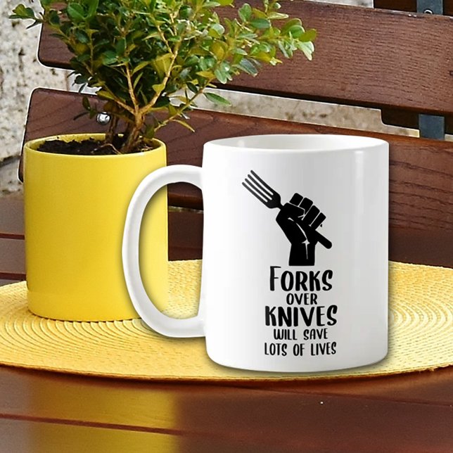 Mug Fourches sur couteaux, activisme végétalien (Créateur téléchargé)