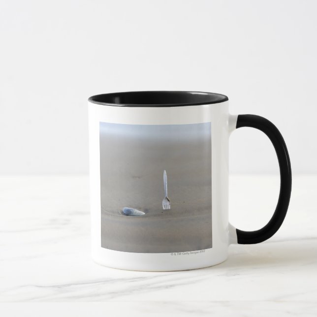 Mug fourchette en plastique collant en plage (Droite)