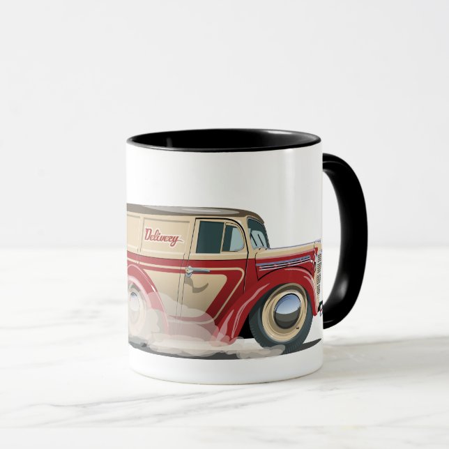 Mug Fourgonnette de livraison de dessin animé rétro (Devant droit)