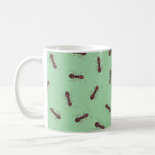 Mug Fourmis brunes illustrées sur fond vert