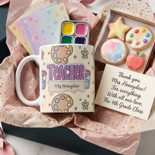 Mug Fournitures d'art pour enseignant violet motif  (Créateur téléchargé)