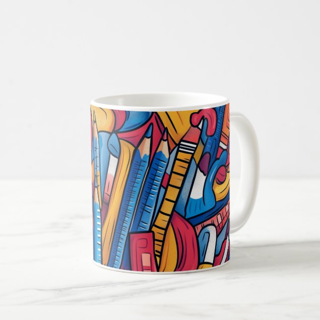 Mug Fournitures scolaires avec une palette de couleurs (Devant droit)