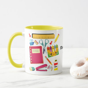 Mug Fournitures scolaires de l'enseignant Jaune