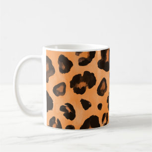 Mug Fourrure de léopard, aquarelle, texture transparen