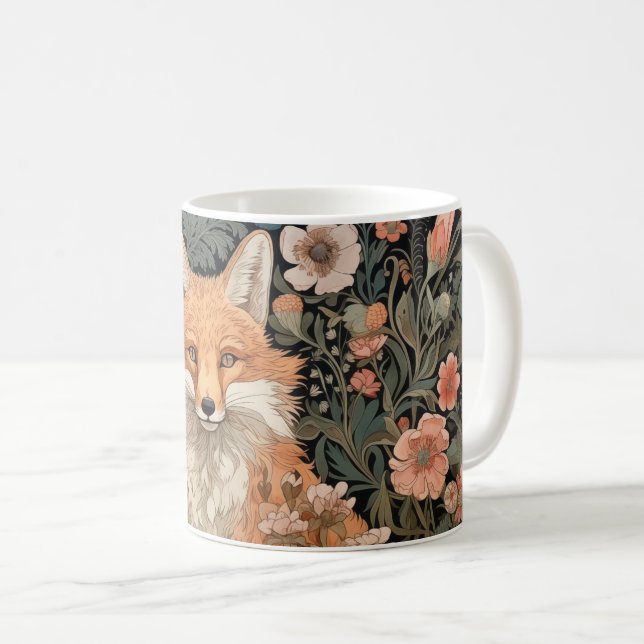 Mug Fox dans le jardin d'automne William Morris Style (Devant droit)