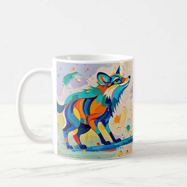 Mug Fox Expressive abstrait animal art design (Gauche)
