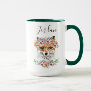 Mug Fox floral   ajoutent votre nom