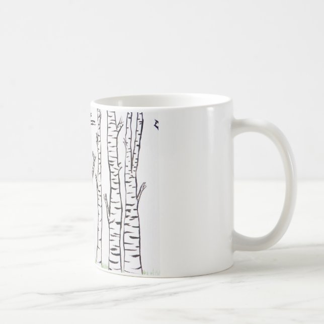 Mug Fox isolé dans des arbres de bouleau (Droite)