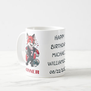 Mug Fox Jouant au football américain   Anniversaire