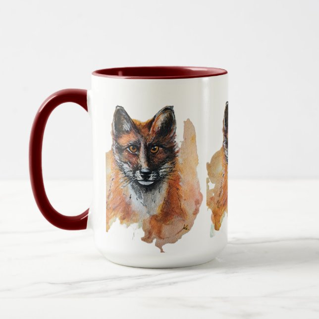 Mug Fox - Spirit Animal, Aquarelle Totem Joga Guide A (Gauche)