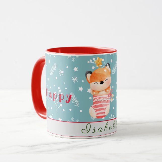 Mug Fox Vacances Personnaliser Texte et nom (Devant gauche)