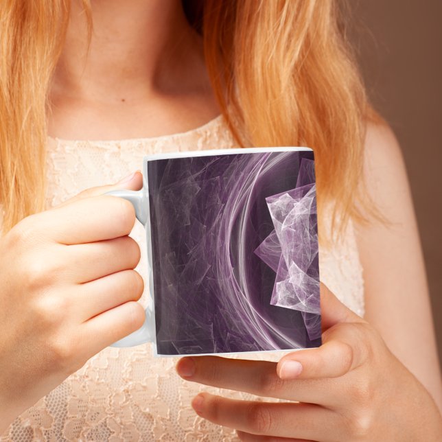 Mug Fractale d'étoile violet foncé monogrammée (Créateur téléchargé)