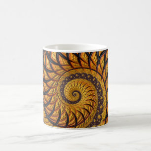 Mug Fractale en spirale abstraite noire et or