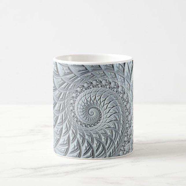 Mug Fractale en spirale grise abstraite (Centre)