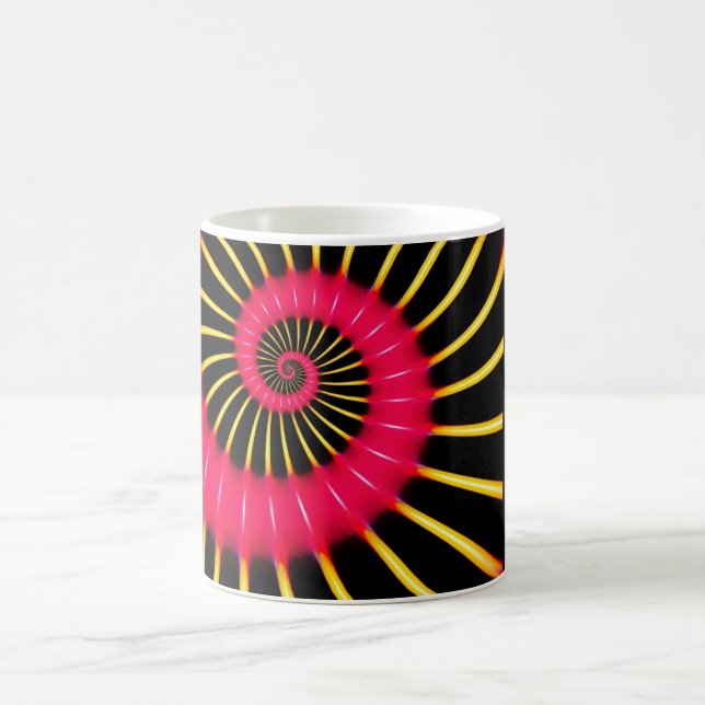 Mug Fractale en spirale rose et jaune néon (Centre)