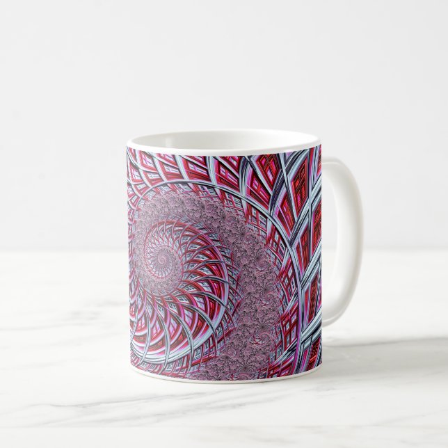 Mug Fractale en spirale rouge abstraite (Devant droit)