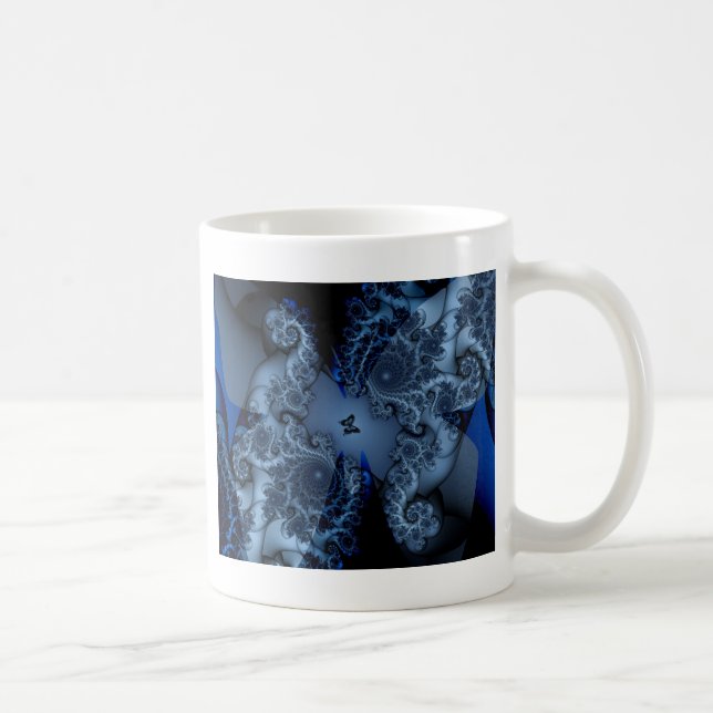 Mug fractale papillon de rêve bleu (Droite)