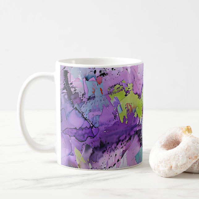 Mug "Fragments dynamiques" Art Abstrait contemporain (Avec donut)