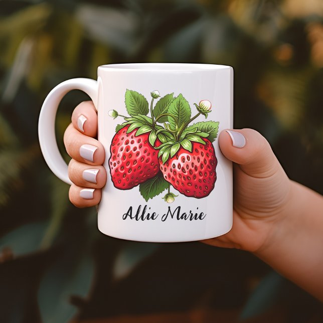 Mug fraise, cadeau d'anniversaire personnalisé pou (Personalized Strawberry Mug, Customized Strawberry, custom name mug, personalized name mug,)