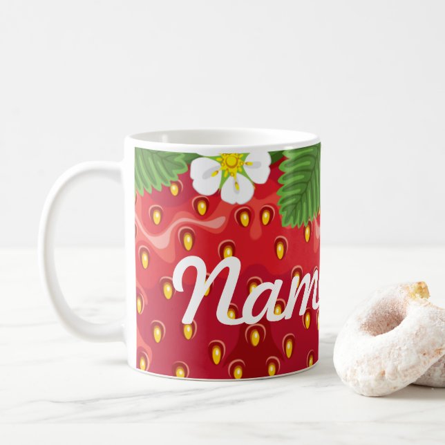 Mug Fraise d'été Café Personnalisé Mug, Coupe (Avec donut)