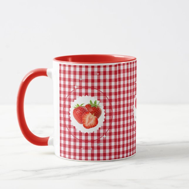 Mug Fraise En vichy Amour (Gauche)
