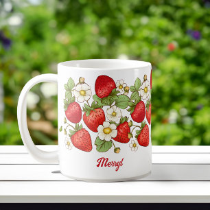 Mug Fraise fruit d'été Nom customisé