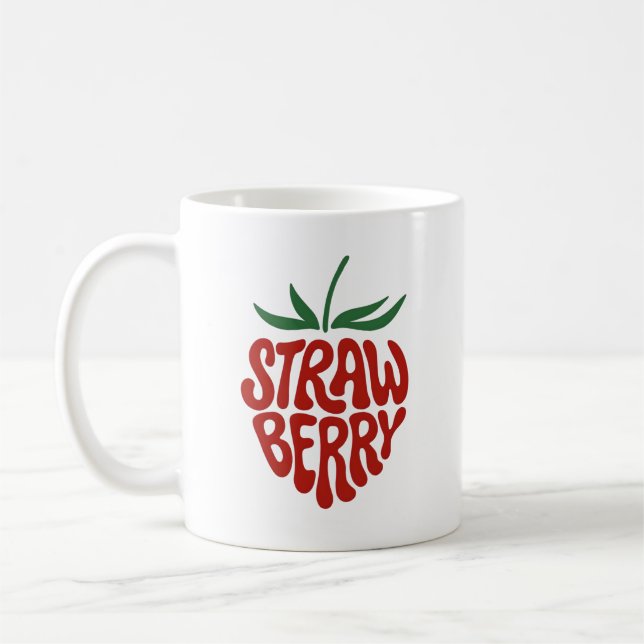 Mug Fraise - Graphisme de fruit rétro esthétique (Gauche)