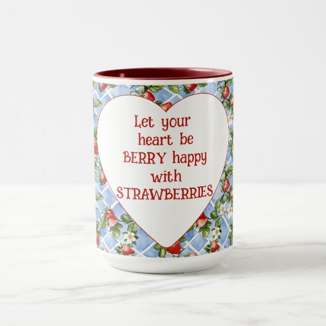 Mug Fraises Coeur Soyez Heureux (Centre)