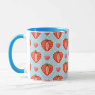 Mug Fraises de coeur avec le pois et les coeurs