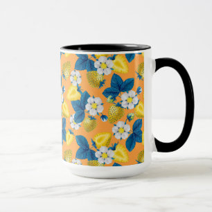Mug Fraises jaunes sur orange