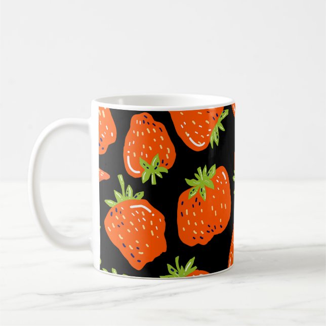 Mug Fraises Noir : Texture Vintage sans fil (Gauche)