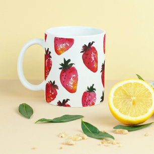 Mug Fraises Rouge Été Cute Boho Illustré À La Main