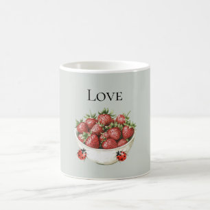 Mug Fraises rouges à la menthe et coccinelles