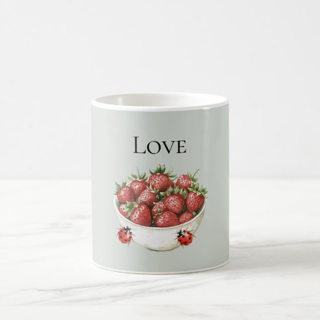 Mug Fraises rouges à la menthe et coccinelles (Centre)