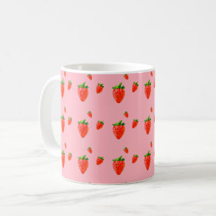 Mug Fraises rouges sur arrière - plan rose