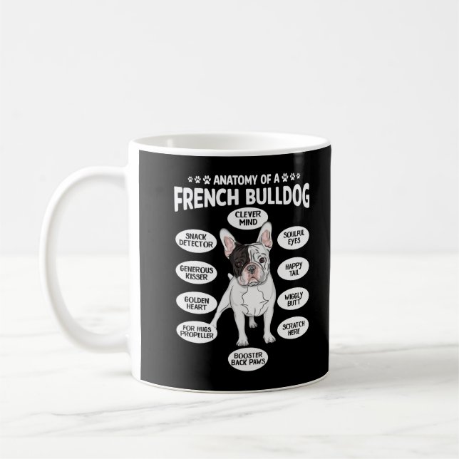 Mug Français Bulldog Anatomie Humour Frenchie Puppy (Gauche)