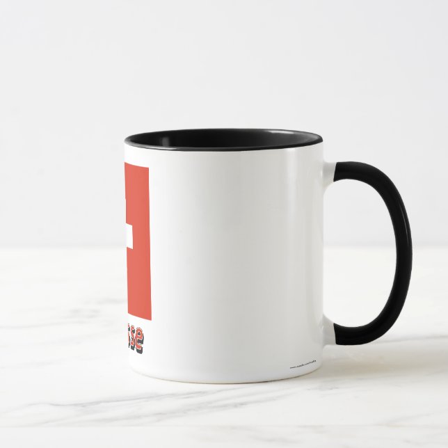 Mug Français de Drapeau Suisse avec le nom en (Droite)