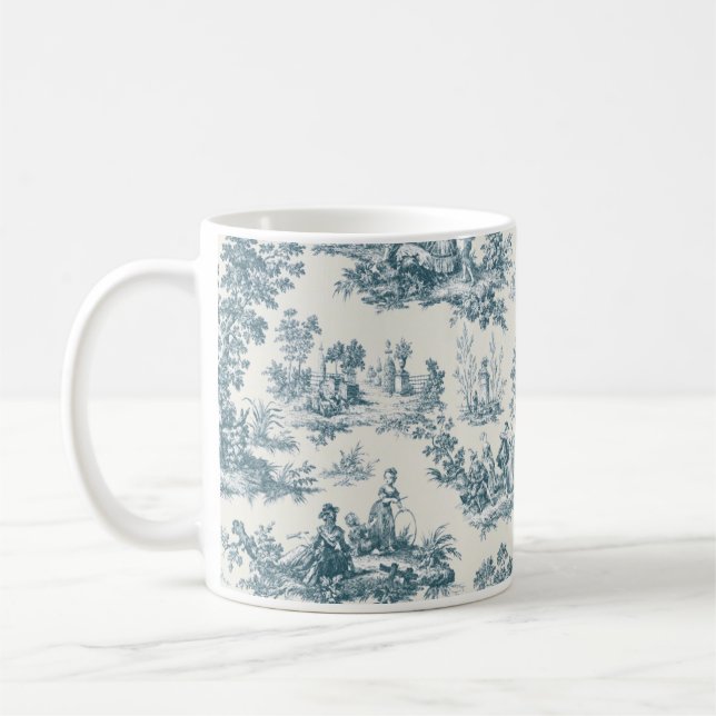 Mug Français toile de jouy sage vert élégant (Gauche)