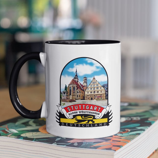 Mug France (Stuttgart: Vergangenheit in Gelb-Schwarz auf Vintage-Tassen verewigt.)