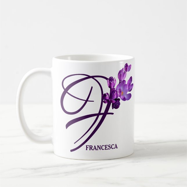 Mug Francesca nom personnalisable crocus pourpre crocu (Gauche)