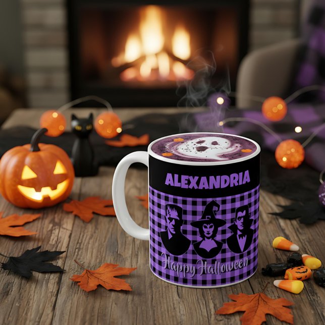 Mug Frankenstein Sorcière Vampire Violet Carreaux Hall (Créateur téléchargé)