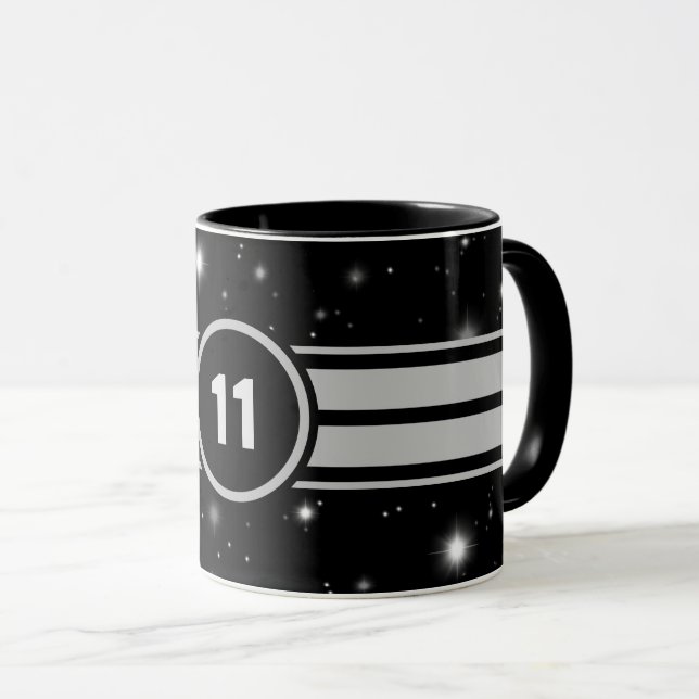Mug Frappe de course noir et argent (Devant droit)