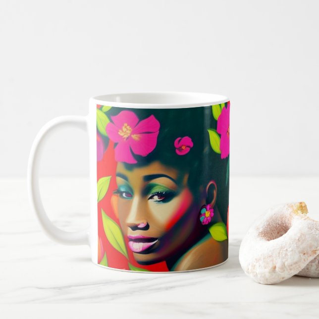 Mug Frédéricka Abstraite Africaine Américaine (Avec donut)