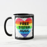 Mug Free Sister Hugs<br><div class="desc">Free Sister Hugs LGBT Flag Heart Rainbow Pride Sister Day Venin. Parfait pour papa,  maman,  papa,  men,  women,  friend et family members on Thanksgiving Day,  Christmas Day,  Mothers Day,  Fathers Day,  4th of July,  1776 Independent Day,  Vétérans Day,  Halloween Day,  Patrick's Day</div>