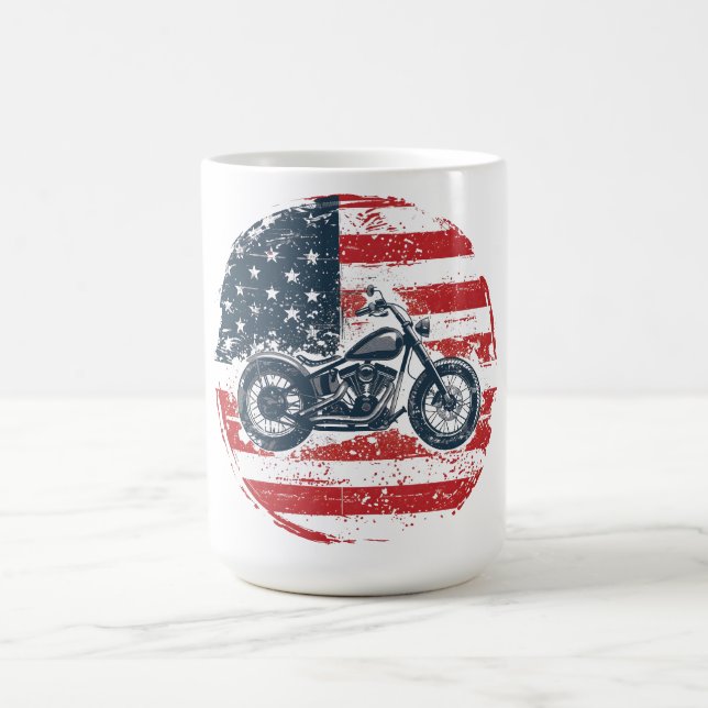 Mug Freedom Ride : Moto rétro et drapeau américain (Centre)