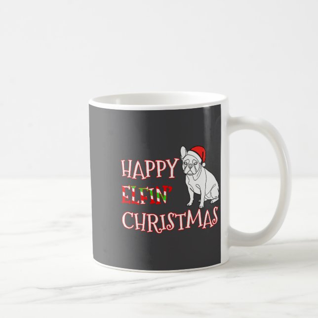 Mug French Bulldog Funny Santa Hat Happy Elfin Christm (Droite)
