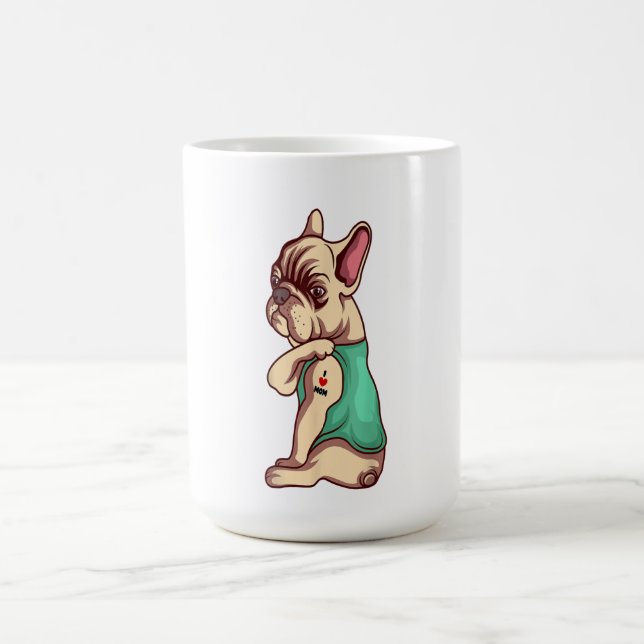 Mug French Bulldog I Love Maman Tattoo Funny (Centre)