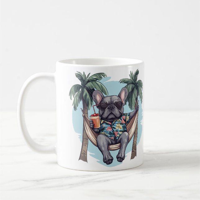 Mug French Bulldog In Hawaiian Top (Gauche)